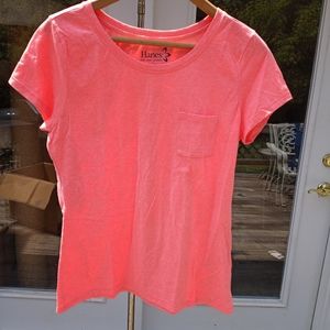 Hanes Mango Short Sleeve Cotton Tee Medium